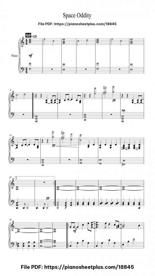 Space Oddity by David Bowie Level Intermediate 5 Space Oddity piano sheet music free pdf