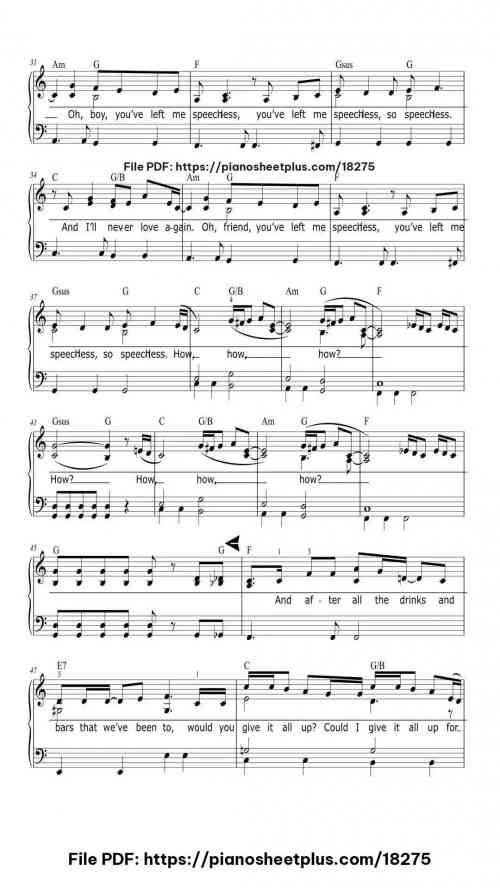 Speechless by Lady Gaga Level Intermediate 8 Speechless piano sheet music free pdf