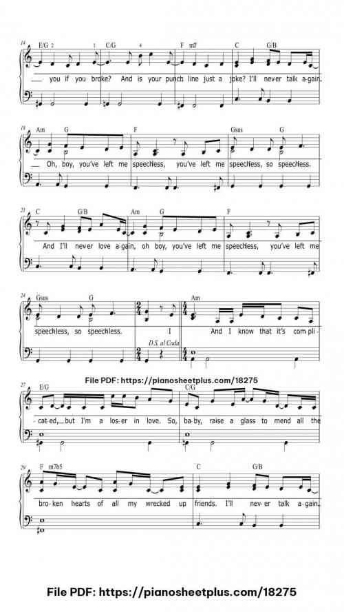 Speechless by Lady Gaga Level Intermediate 7 Speechless piano sheet music free pdf