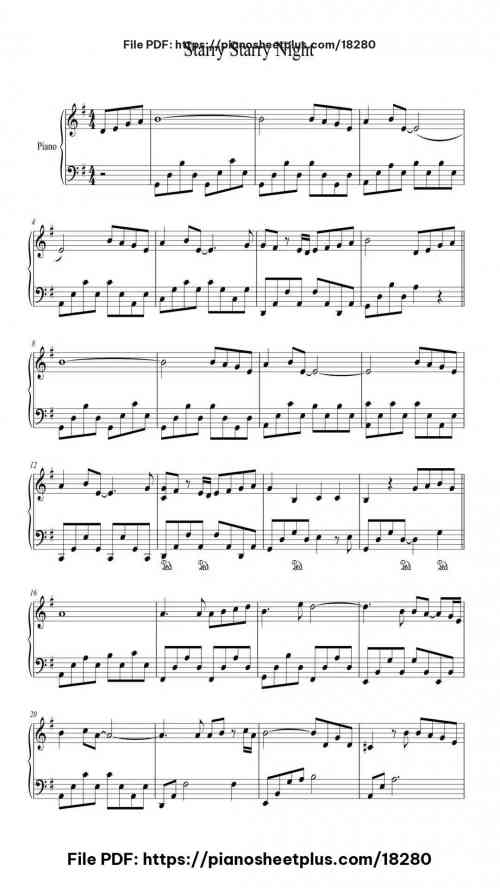 Starry Starry Night by - Level Intermediate 5 Starry Starry Night piano sheet music free pdf