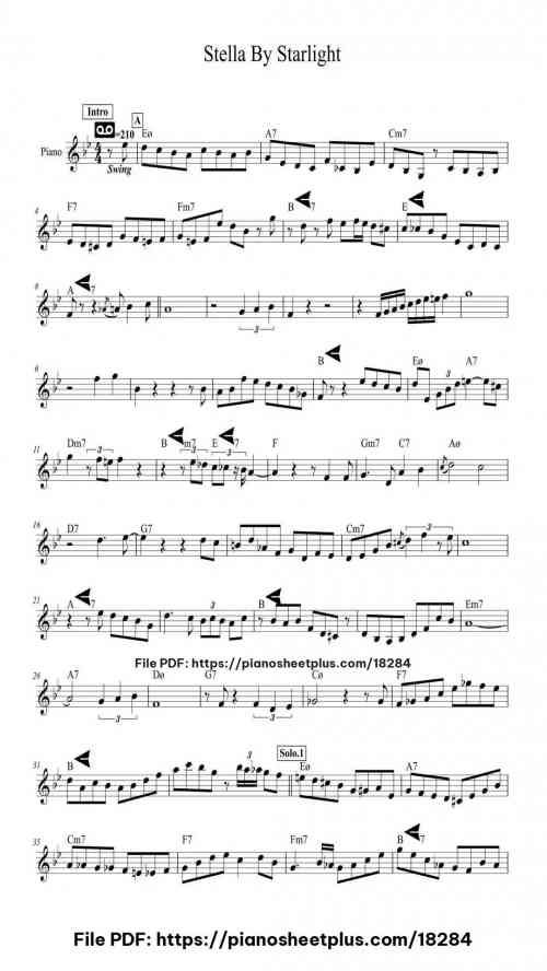 Stella By Starlight by Victor Young Level Beginner 4 Stella By Starlight piano sheet music free pdf