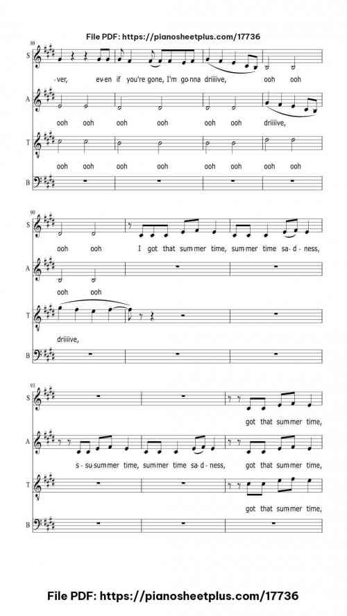 Summertime Sadness by Lana Del Rey Level Easy 19 Summertime Sadness piano sheet music free pdf