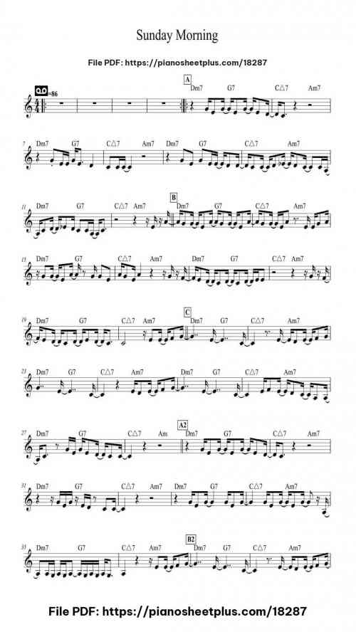 Sunday Morning by Maroon 5 Level Beginner 3 Sunday Morning piano sheet music free pdf