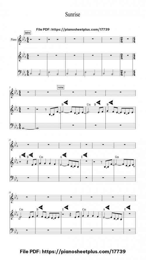 Sunrise by Norah Jones Level Beginner 3 Sunrise piano sheet music free pdf