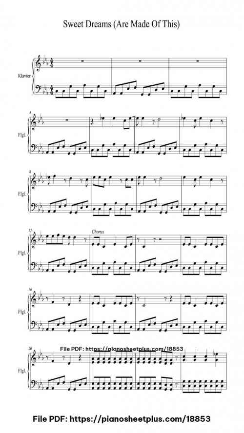 Sweet Dreams (Are Made of This) by Eurythmics Level Beginner 4 Sweet Dreams (Are Made of This) piano sheet music free pdf