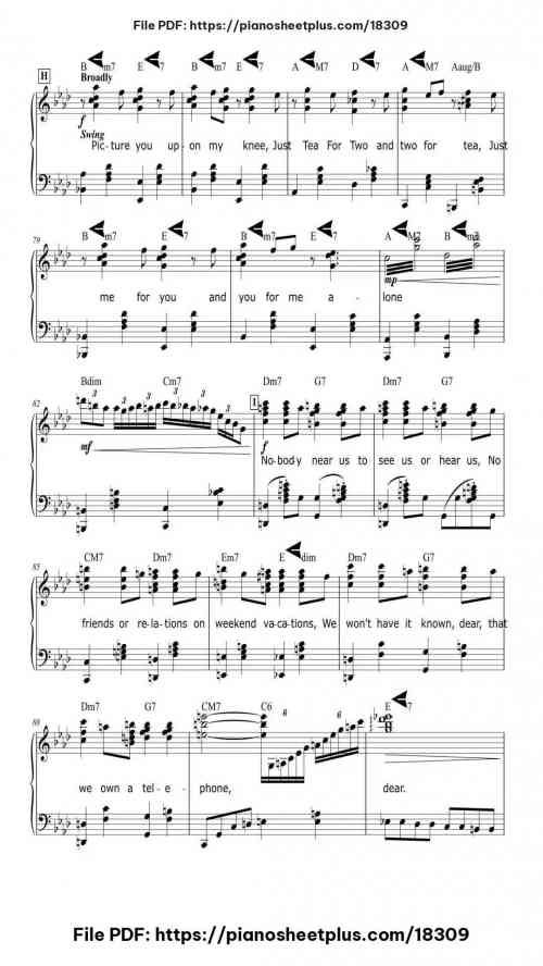 Tea for Two by Vincent Youmans Level Mastery 14 Tea for Two piano sheet music free pdf