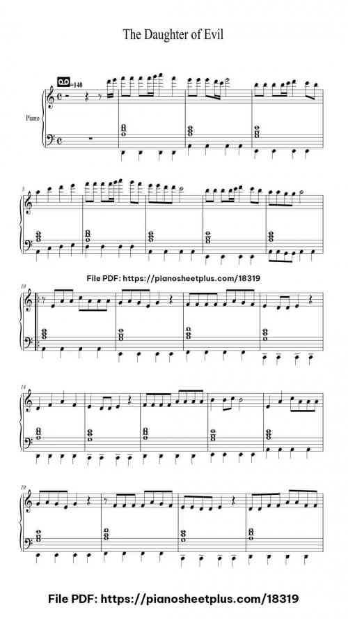 The Daughter of Evil by Akuno-P Level Beginner 4 The Daughter of Evil piano sheet music free pdf
