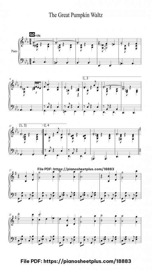 The Great Pumpkin Waltz by Vince Guaraldi Level Intermediate 3 The Great Pumpkin Waltz piano sheet music free pdf