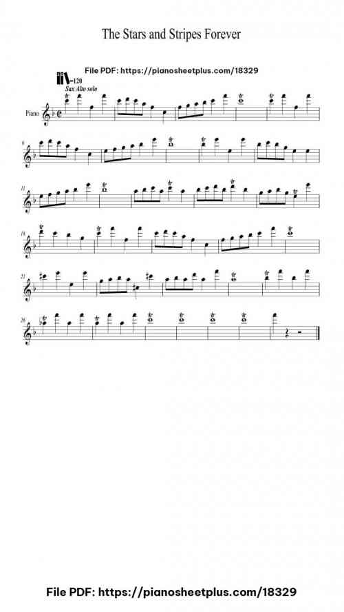 The Stars and Stripes Forever by John Philip Sousa Level Easy 2 The Stars and Stripes Forever piano sheet music free pdf