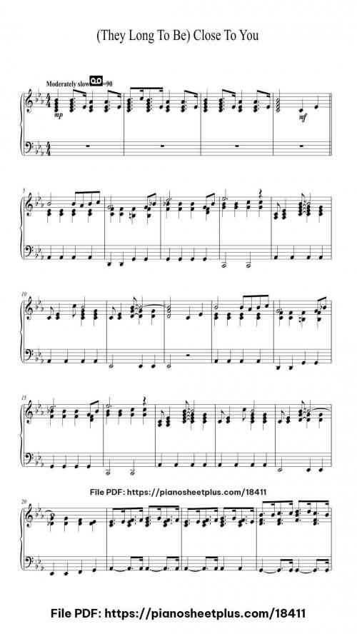 (They Long To Be) Close To You by Burt Bacharach/Hal David Level Intermediate 3 (They Long To Be) Close To You piano sheet music free pdf