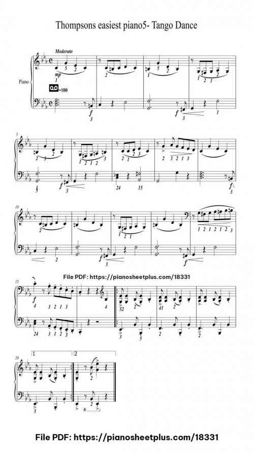 Thompsons easiest piano5- Tango Dance by John Thompson Level Beginner 2 Thompsons easiest piano5- Tango Dance piano sheet music free pdf