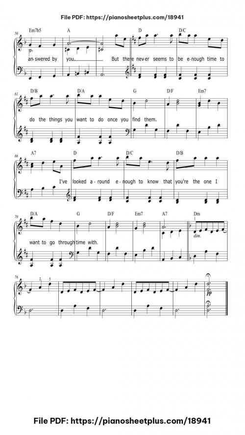 Time in a Bottle by Jim Croce Level Beginner 6 Time in a Bottle piano sheet music free pdf