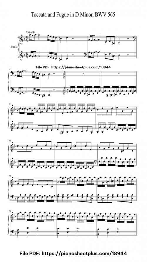 Toccata and Fugue in D minor, BWV 565 by Johann Sebastian Bach Level Intermediate 3 Toccata and Fugue in D minor, BWV 565 piano sheet music free pdf