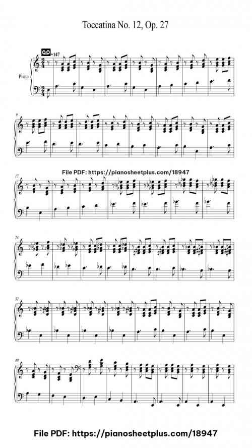 Toccatina No. 12, Op. 27 by Dmitry Kabalevsky Level Intermediate 3 Toccatina No. 12, Op. 27 piano sheet music free pdf