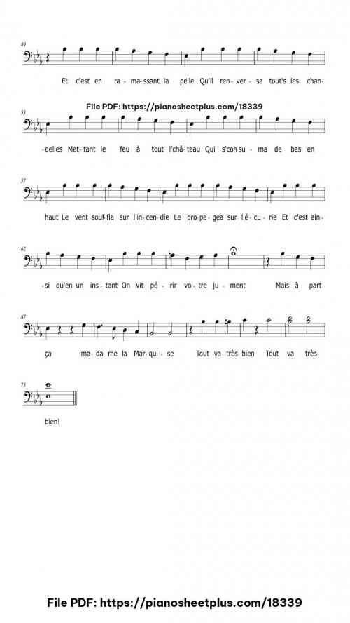 Tout va très bien madame la marquise by Paul Misraki Level Easy 4 Tout va très bien madame la marquise piano sheet music free pdf