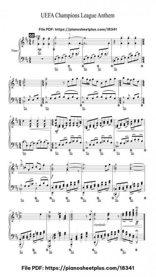 UEFA Champions League Anthem by Tony Britten Level Intermediate 2 UEFA Champions League Anthem piano sheet music free pdf