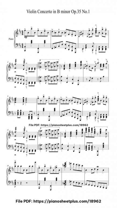 Violin Concerto in B minor, Op. 35, No. 1 by Oskar Rieding Level Professional 6 Violin Concerto in B minor, Op. 35, No. 1 piano sheet music free pdf