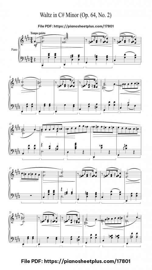 Waltz in C-Sharp Minor, Op. 64, No. 2 by Frédéric Chopin Level Mid-Advanced 8 Waltz in C-Sharp Minor, Op. 64, No. 2 piano sheet music free pdf