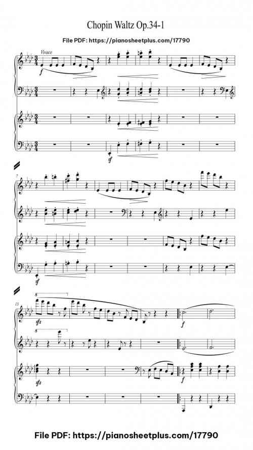 Waltz Op. 34 No. 1 in A-flat Major by Frédéric Chopin Level Intermediate 18 Waltz Op. 34 No. 1 in A-flat Major piano sheet music free pdf