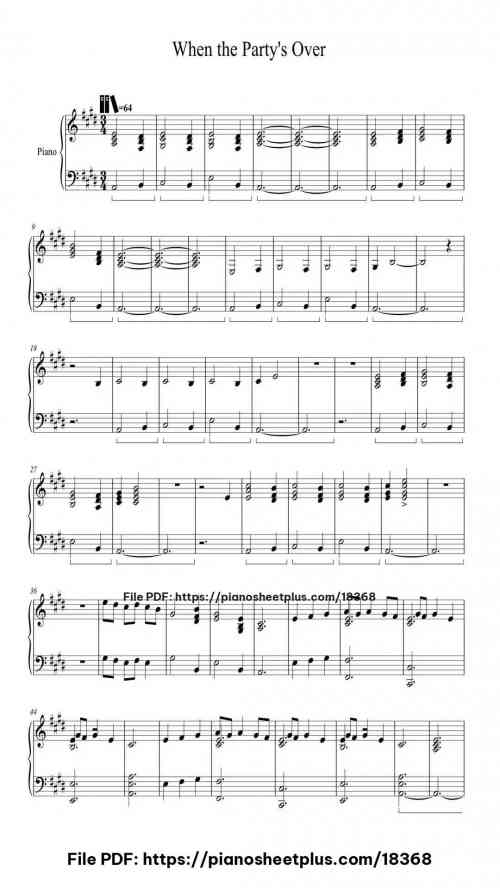 When the Party's Over by Billie Eilish Level Intermediate 4 When the Party's Over piano sheet music free pdf