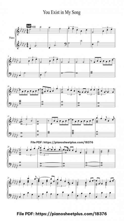 You Exist in My Song by Wanting Qu Level Mid-Advanced 5 You Exist in My Song piano sheet music free pdf