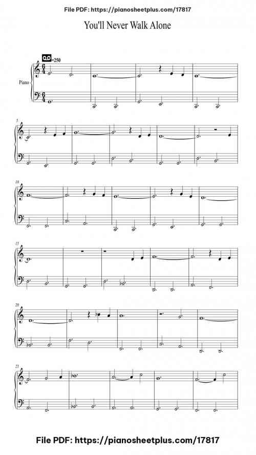 You'll Never Walk Alone by Gerry & The Pacemakers Level Easy 4 You'll Never Walk Alone piano sheet music free pdf