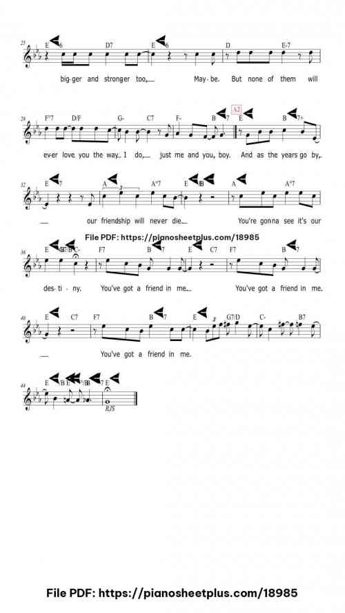 You've Got A Friend In Me by Randy Newman Level Beginner 4 You've Got A Friend In Me piano sheet music free pdf
