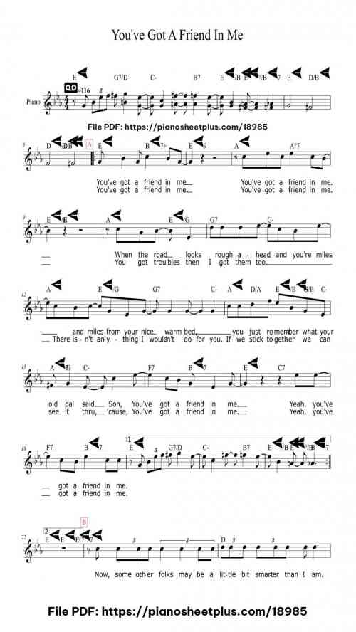 You've Got A Friend In Me by Randy Newman Level Beginner 3 You've Got A Friend In Me piano sheet music free pdf
