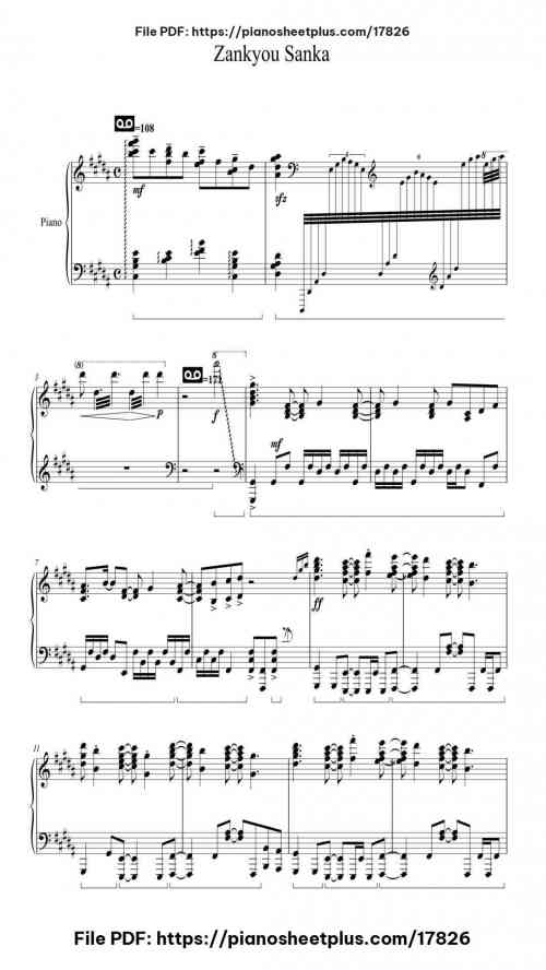 Zankyou Sanka by Aimer Level Professional 9 Zankyou Sanka piano sheet music free pdf