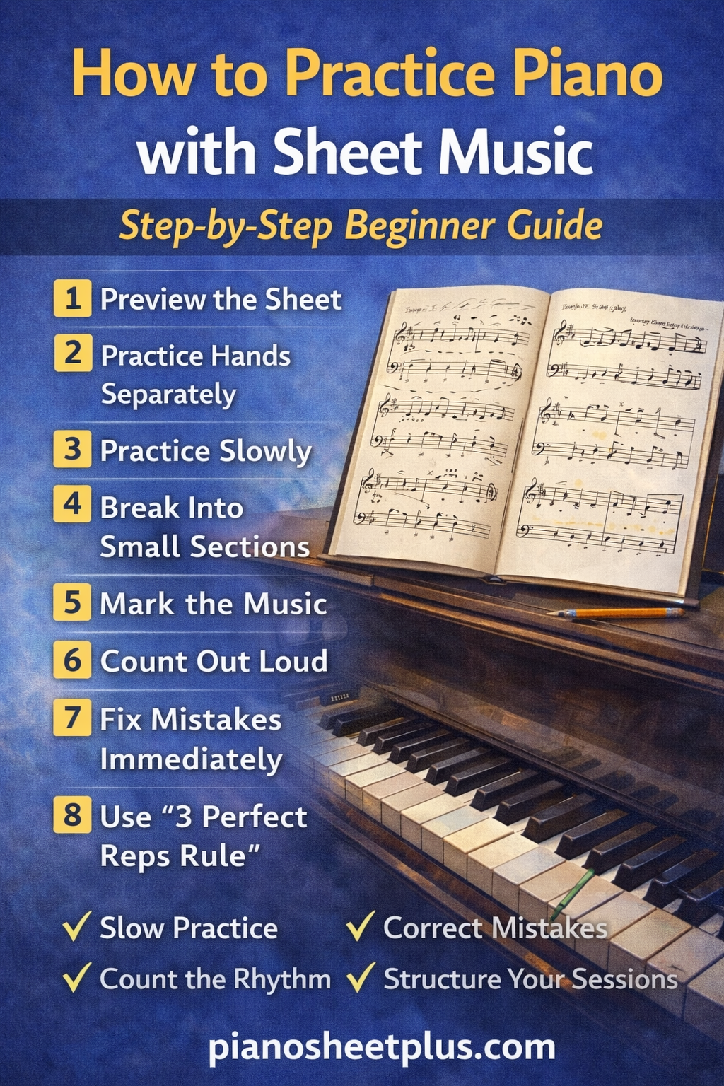 How to Practice Piano with Sheet Music (Step-by-Step Guide for Real Progress) 1 How to Practice Piano with Sheet Music (Step-by-Step Guide for Real Progress)